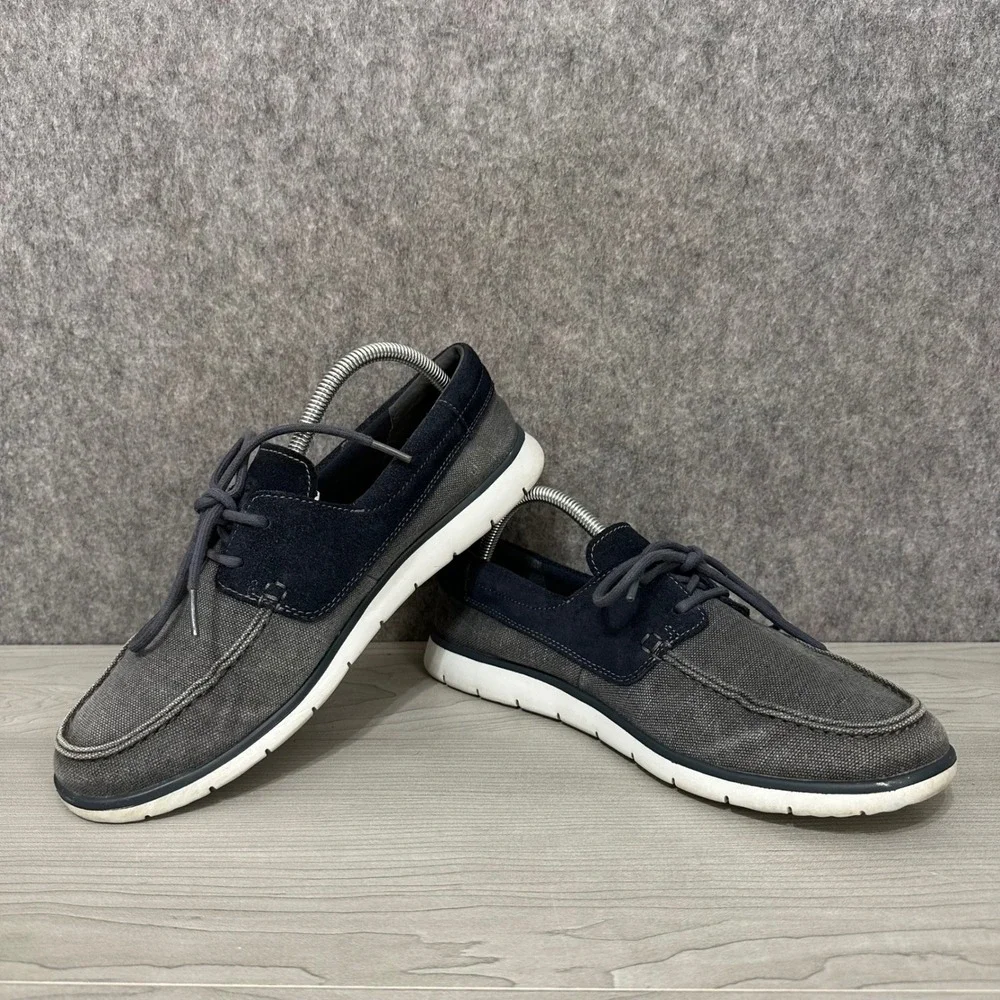 UGG Catton Boat Shoes Mens 8.5 Lined Navy Canvas Suede Moccasin Loafers